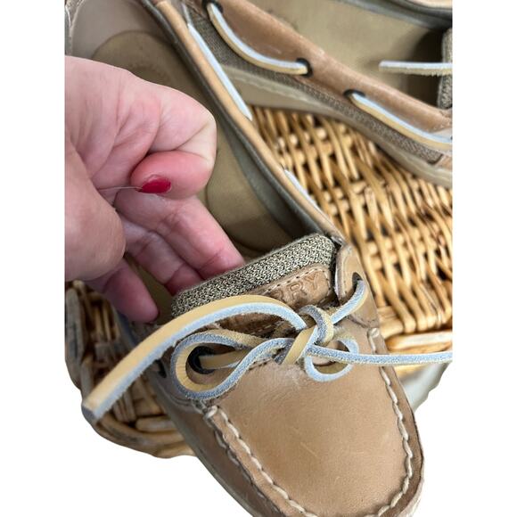 Sperry Top-Sider Boat Shoes Beige Leather 7M Nautical Classic Coastal Preppy - Picture 7 of 9